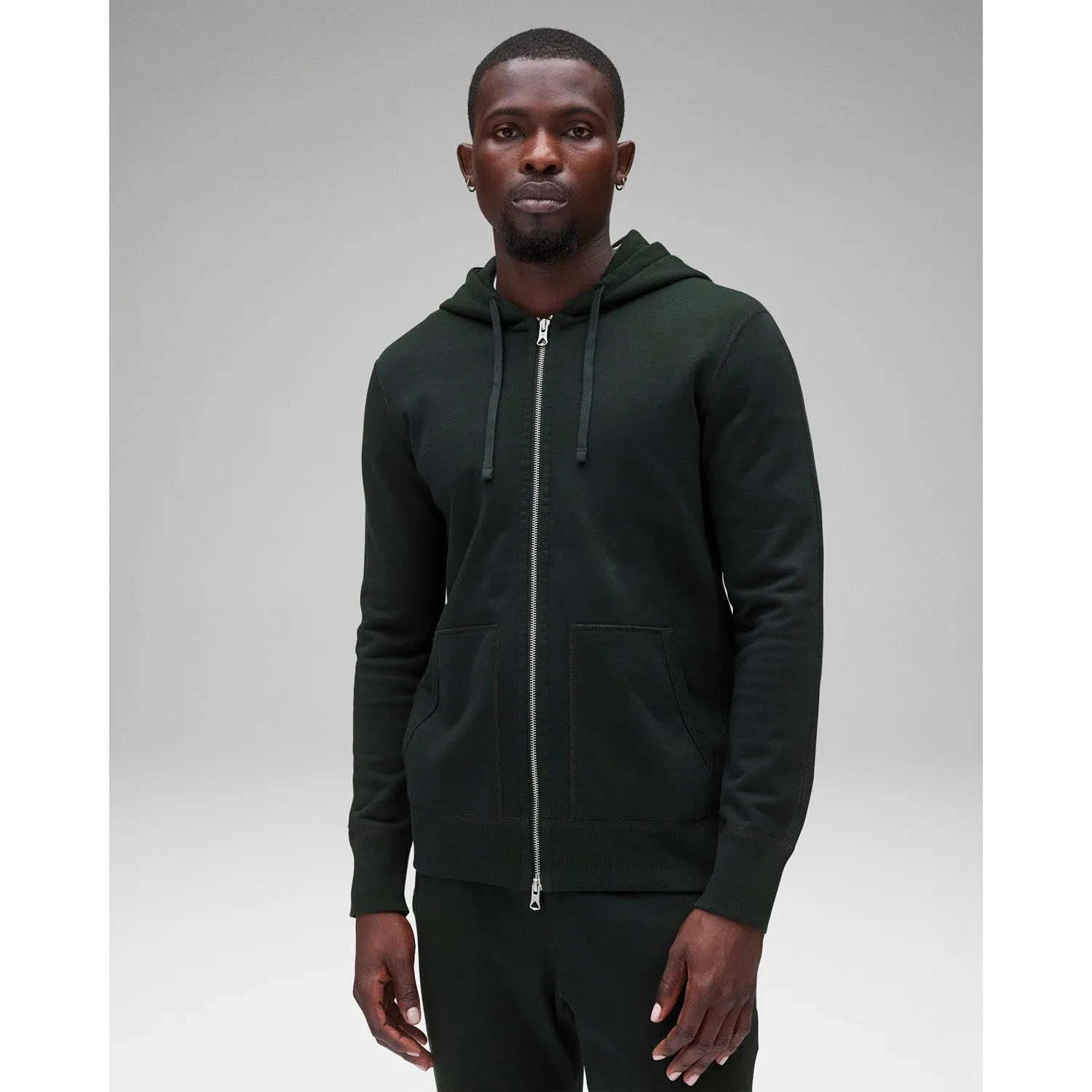 Reigning Champ Men's Knit Midweight Terry Slim Zip Hoodie Petrol RC-3990-PET