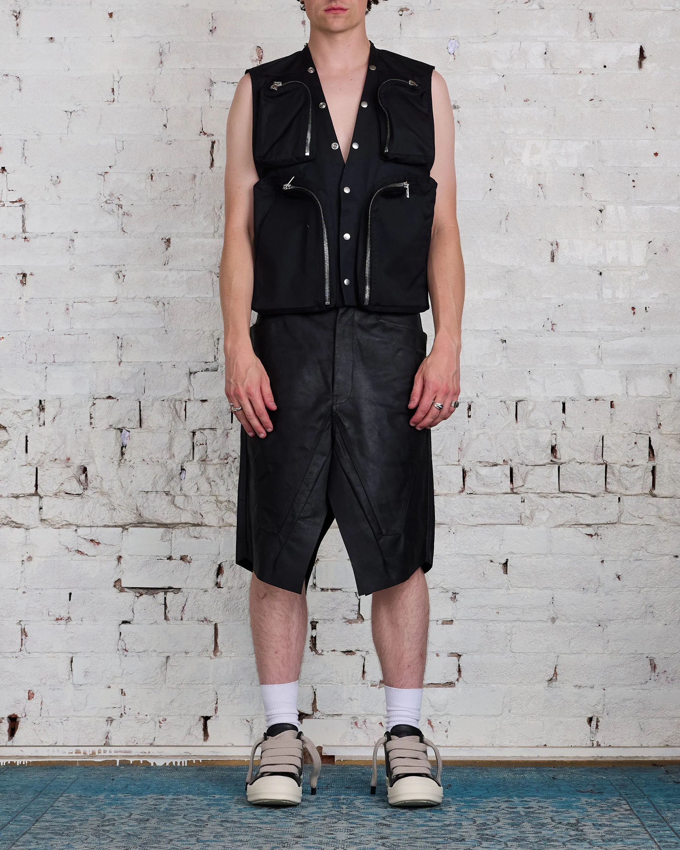 Rick Owens Slivered Skirt Siena Calf Leather Black
