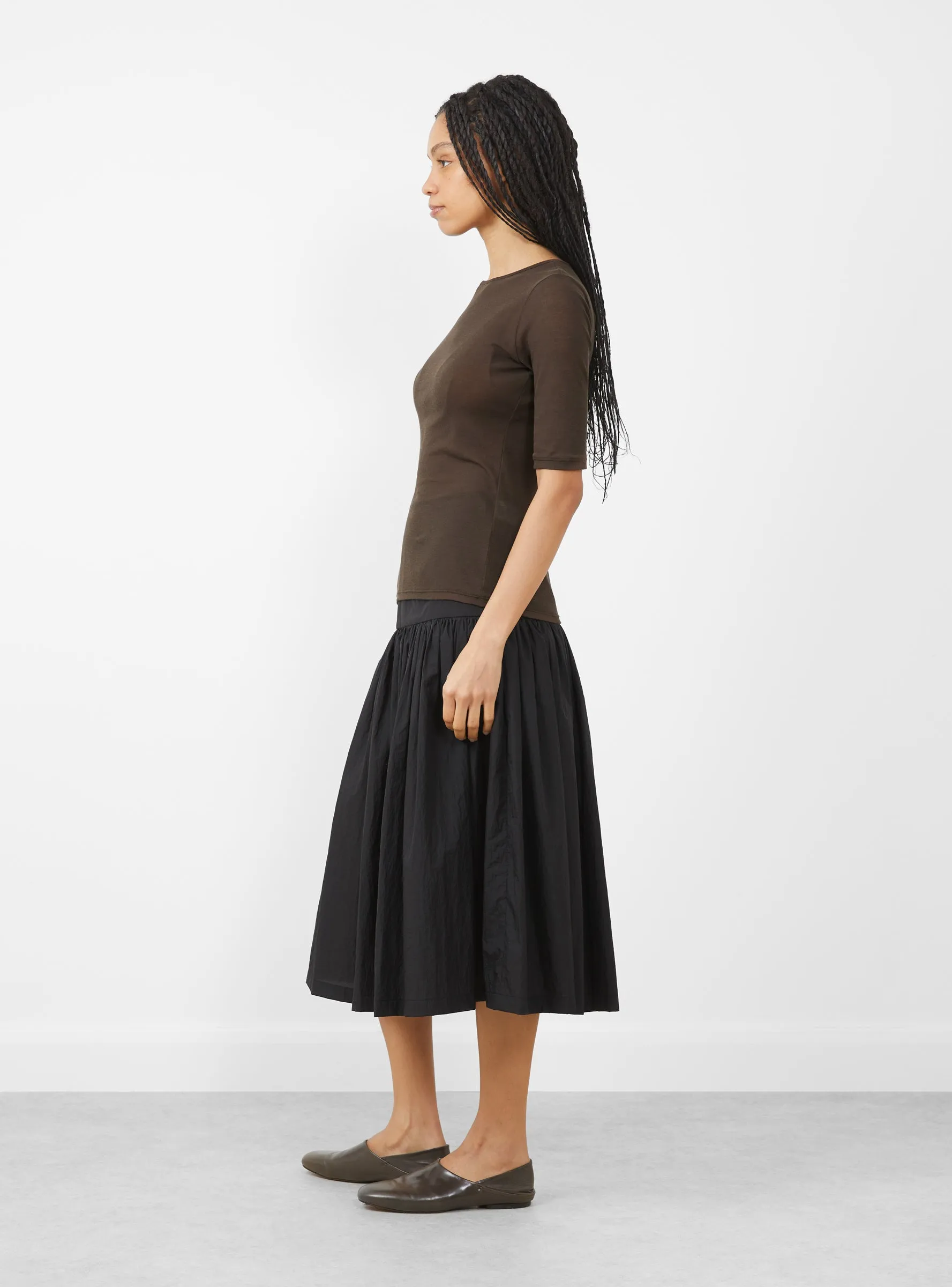 Round Short Sleeve T-Shirt. Brown