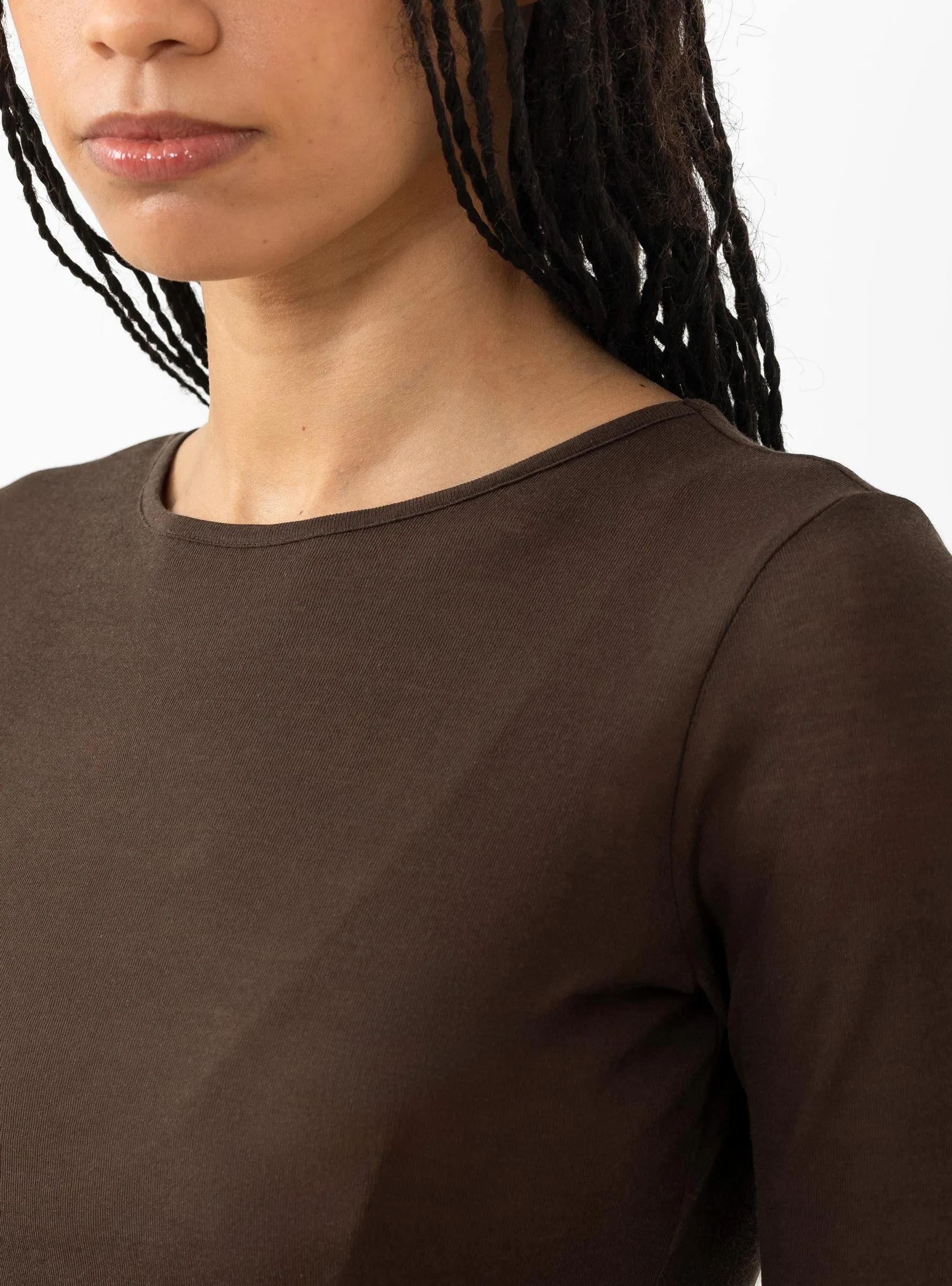 Round Short Sleeve T-Shirt. Brown