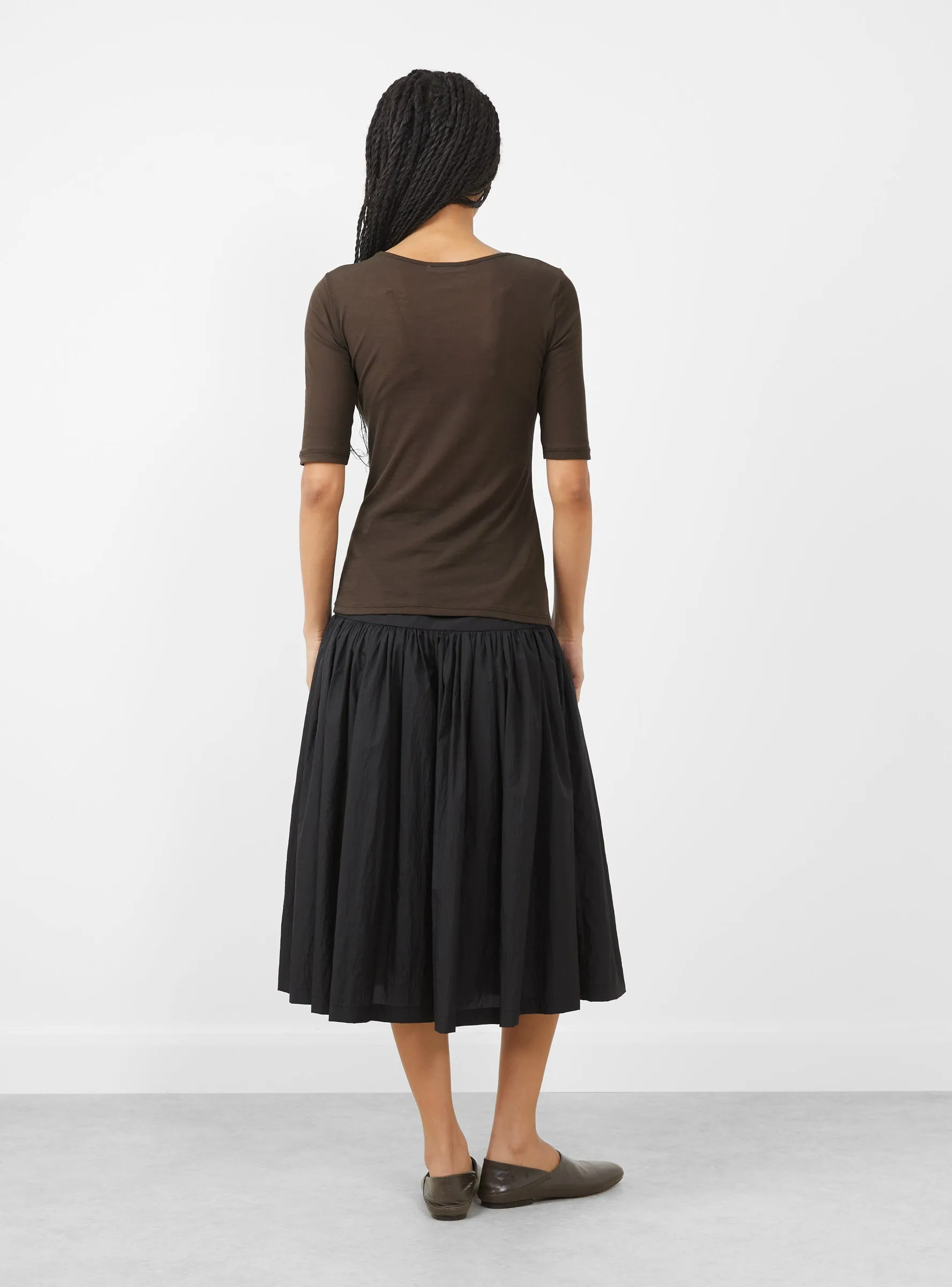 Round Short Sleeve T-Shirt. Brown
