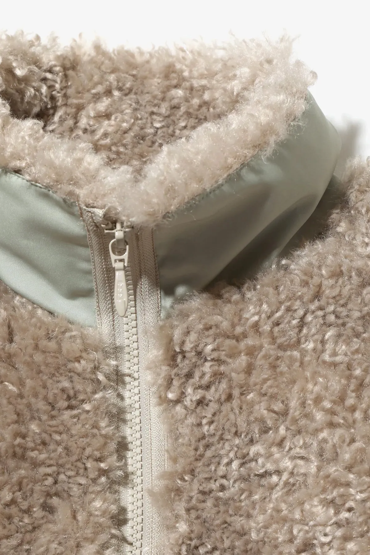 S. C. Fur Jacket - Beige Poly Curly Fur
