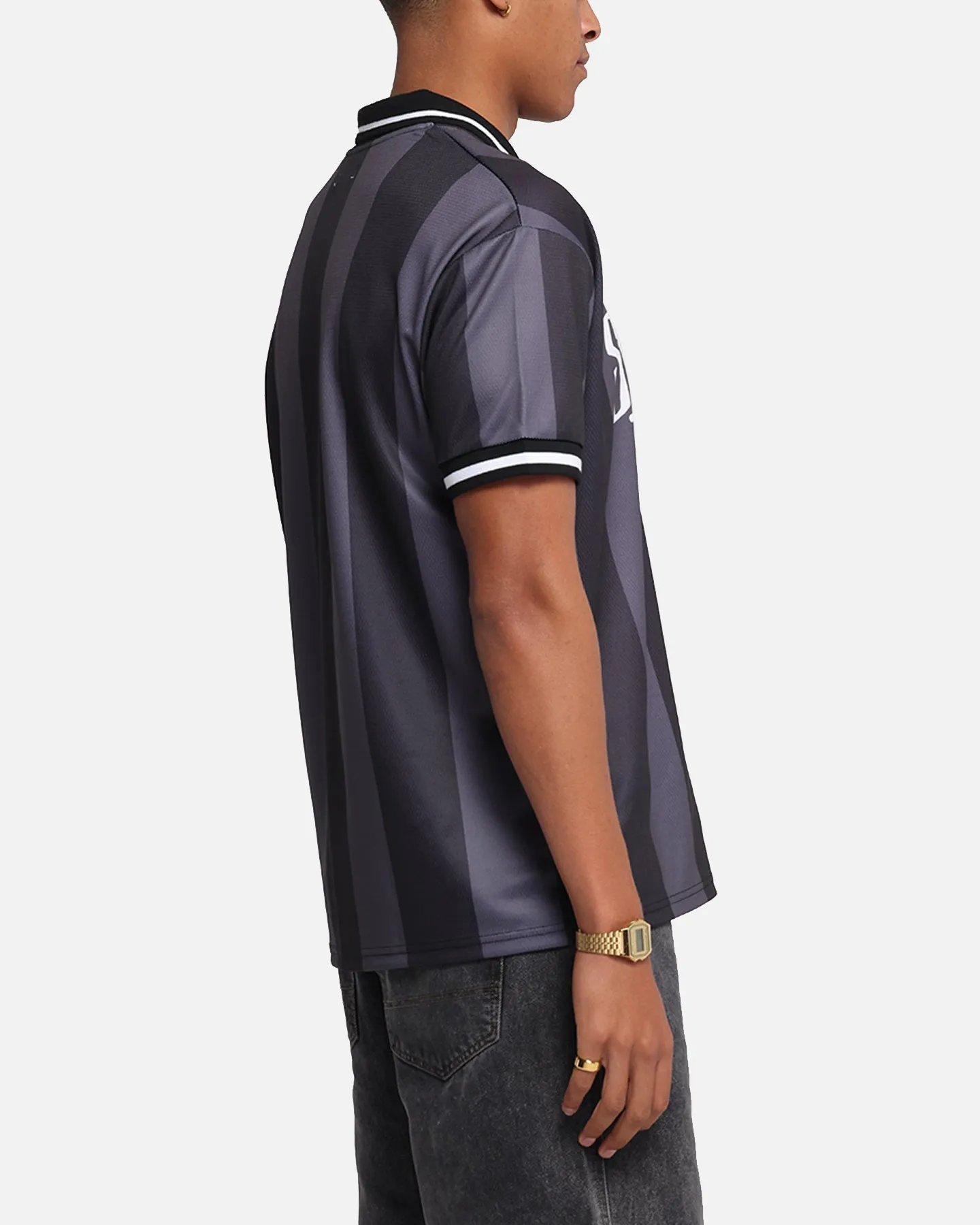 S Double Football Jersey Black Stripe