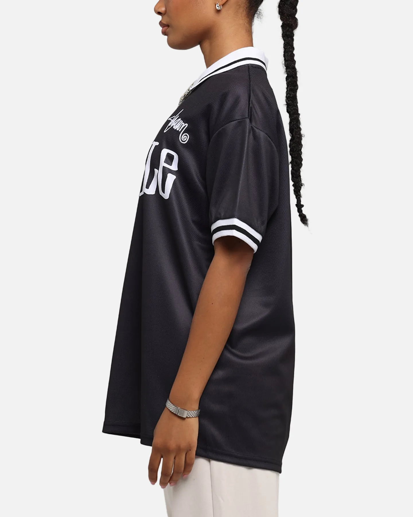 S Double Football Jersey Solid Black