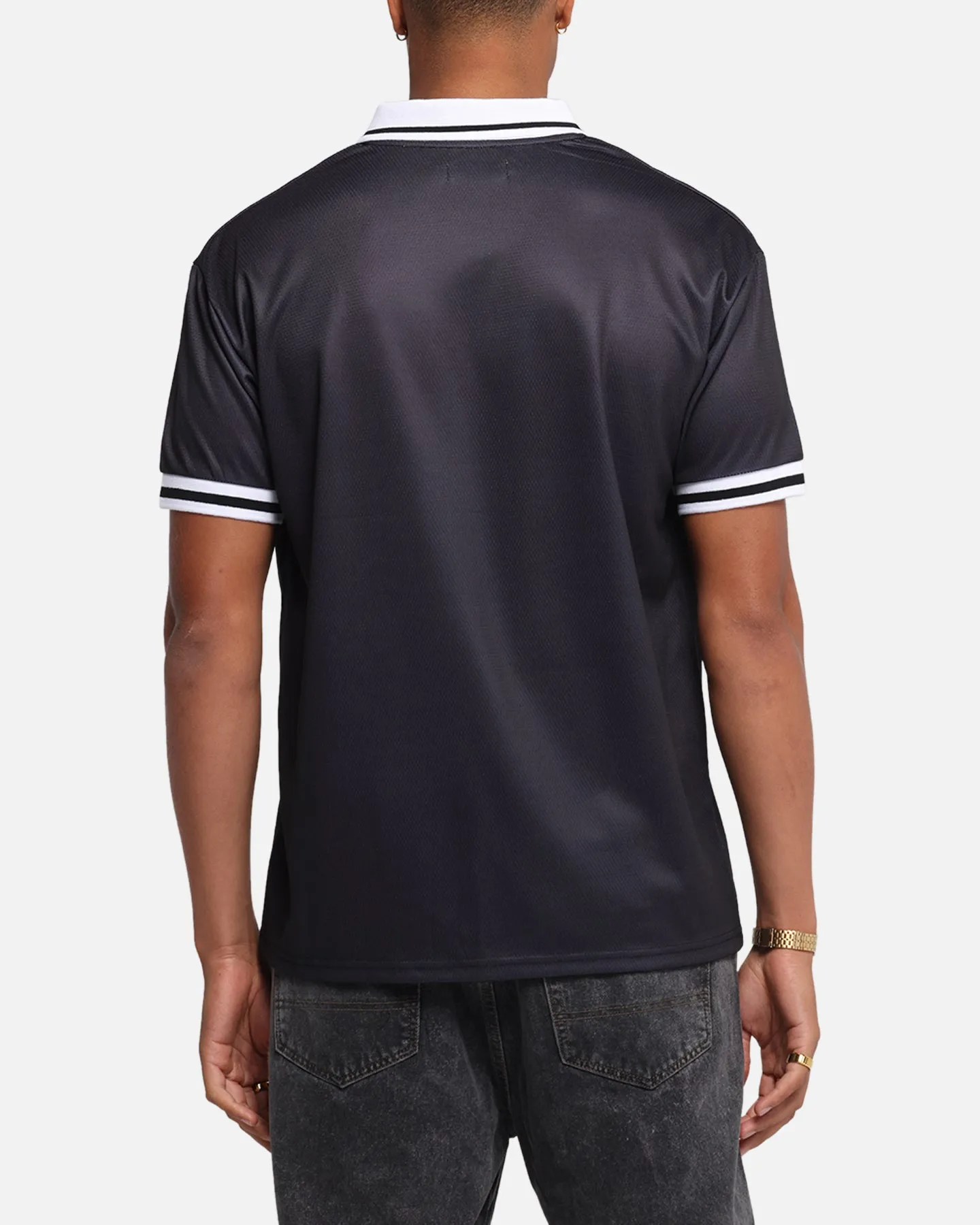 S Double Football Jersey Solid Black