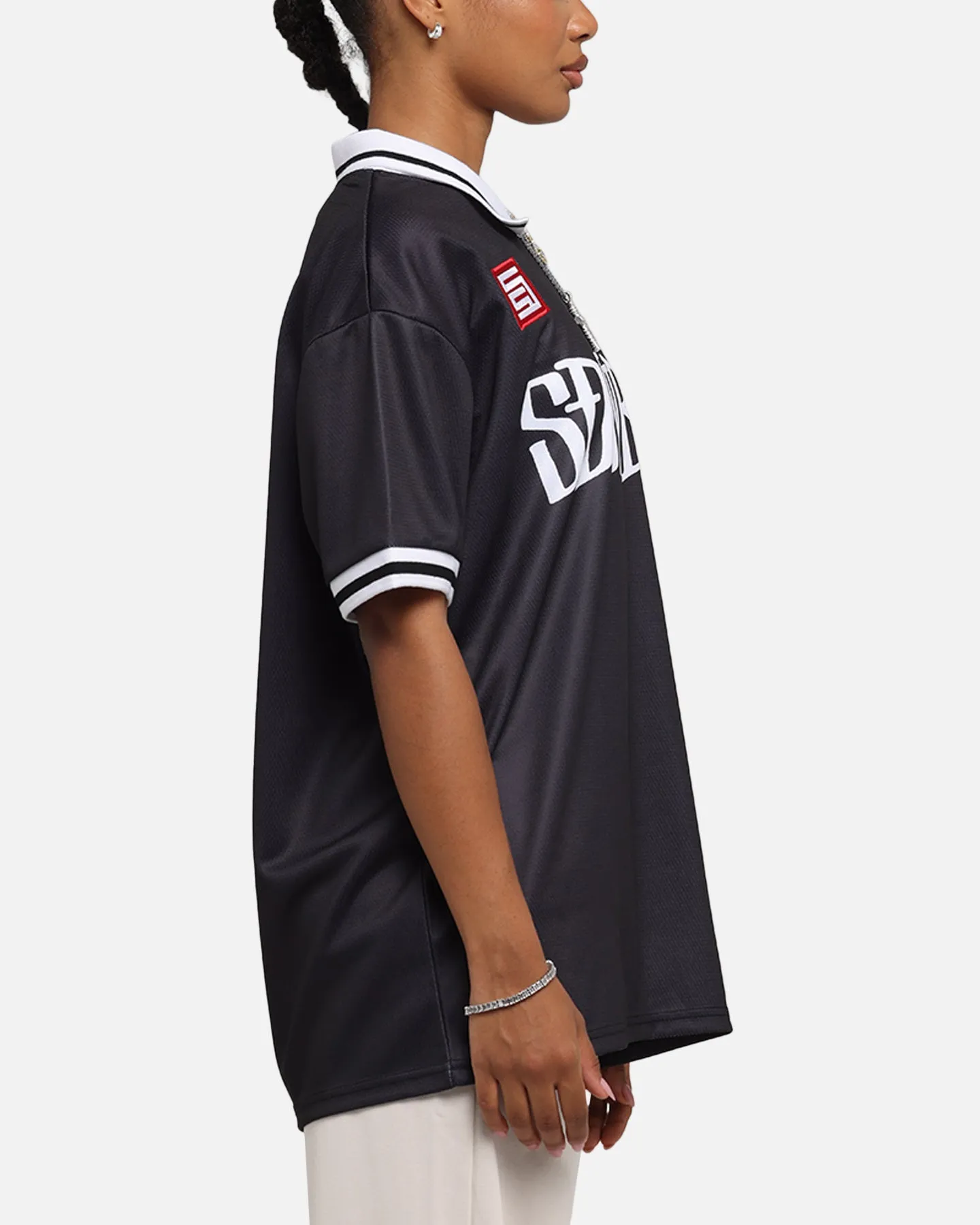 S Double Football Jersey Solid Black