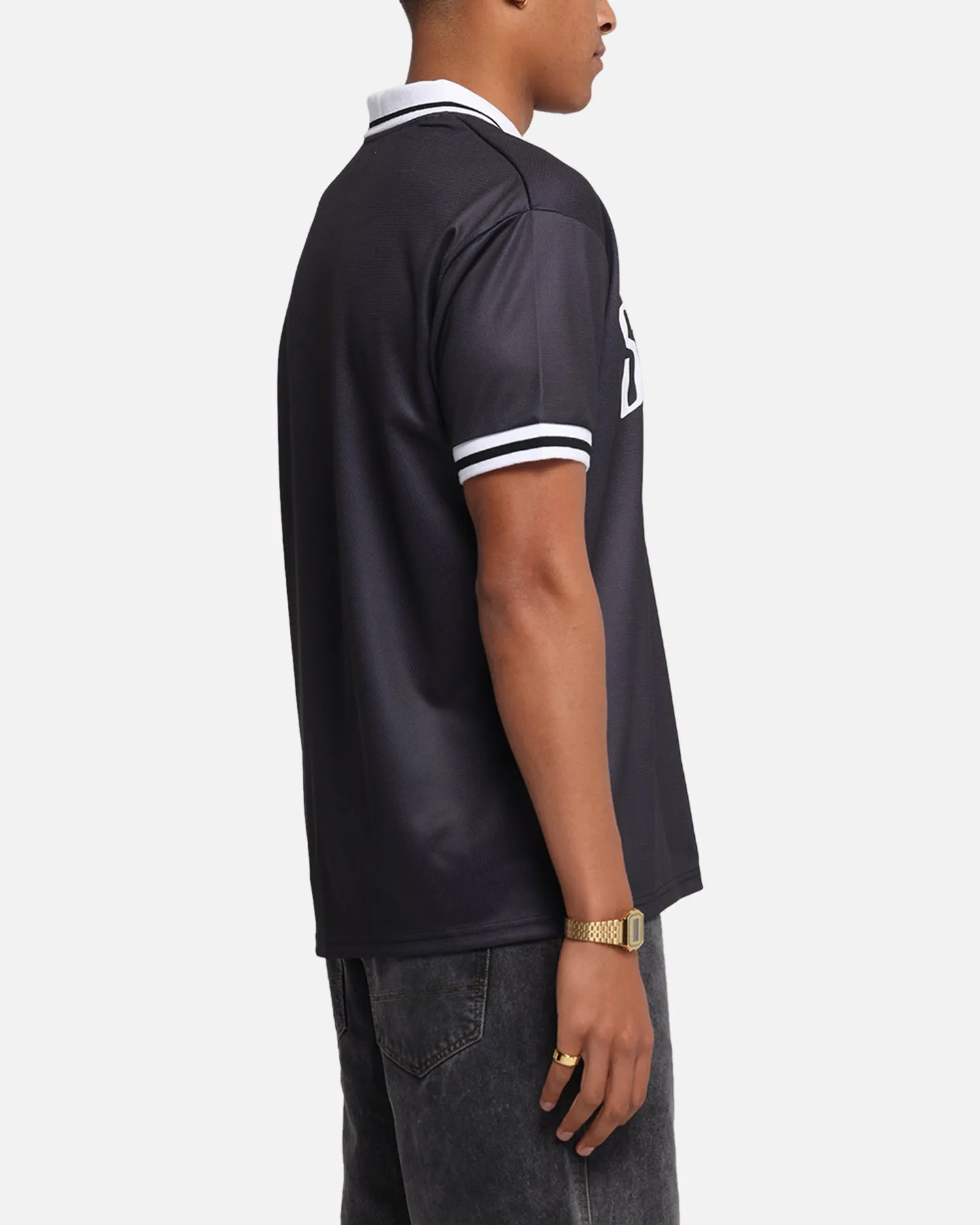 S Double Football Jersey Solid Black