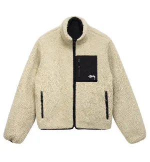 Stussy 8 Ball Sherpa Reversible Jacket (White)