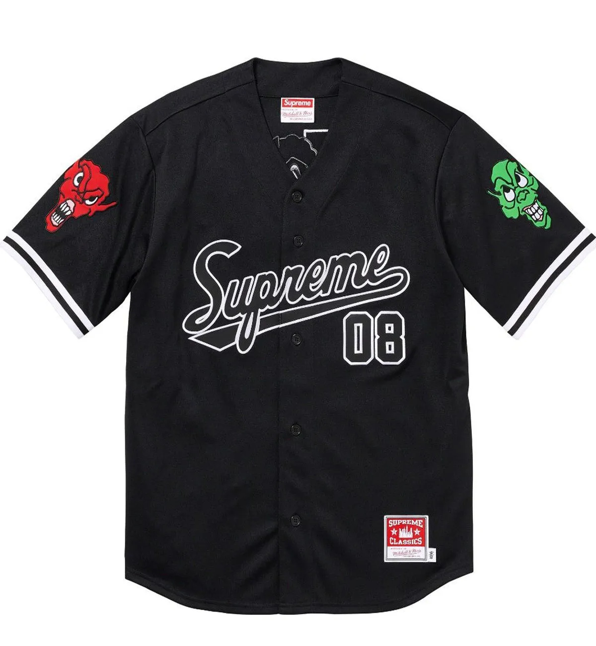 Supreme x Mitchell & Ness Collaboration FW23 DOWNTOWN HELL BASEBALL JERSEY (Black)