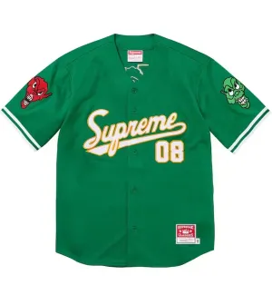 Supreme x Mitchell & Ness Collaboration FW23 DOWNTOWN HELL BASEBALL JERSEY (Green)