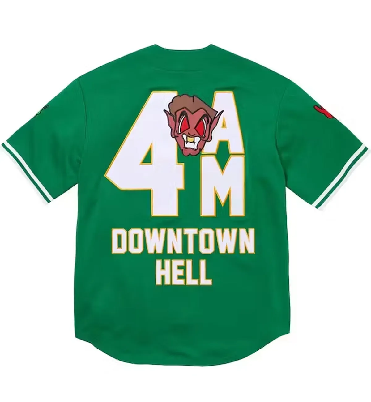 Supreme x Mitchell & Ness Collaboration FW23 DOWNTOWN HELL BASEBALL JERSEY (Green)