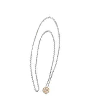 Tender Penna Button Necklace Brass and .925 Silver Polished