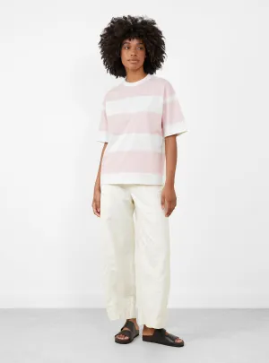 Triple Stripe T-Shirt Light Pink and White