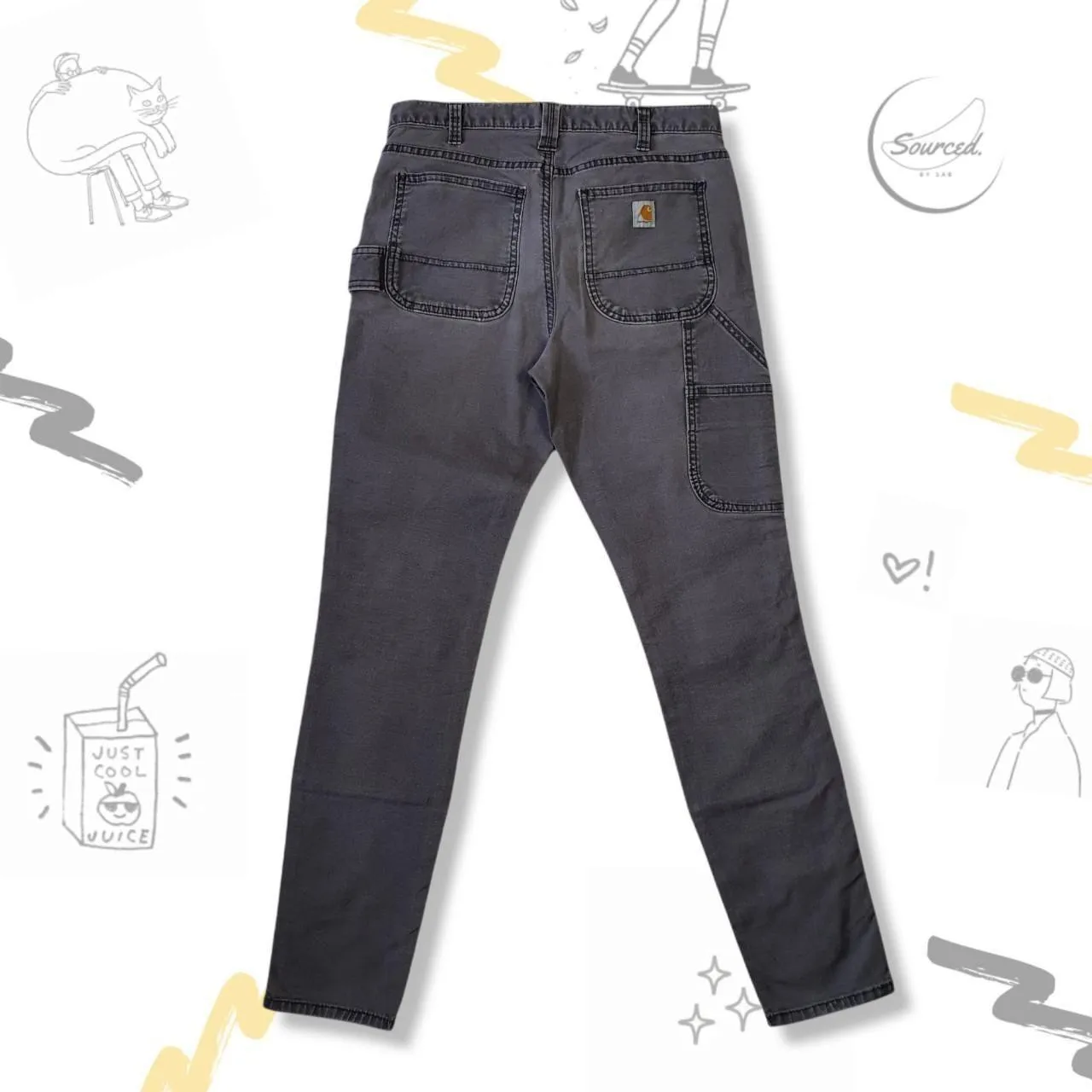 Vintage Carhartt Slim Fit Cargo Style Charcoal Grey Womens Trousers (UK- 6 To 8)