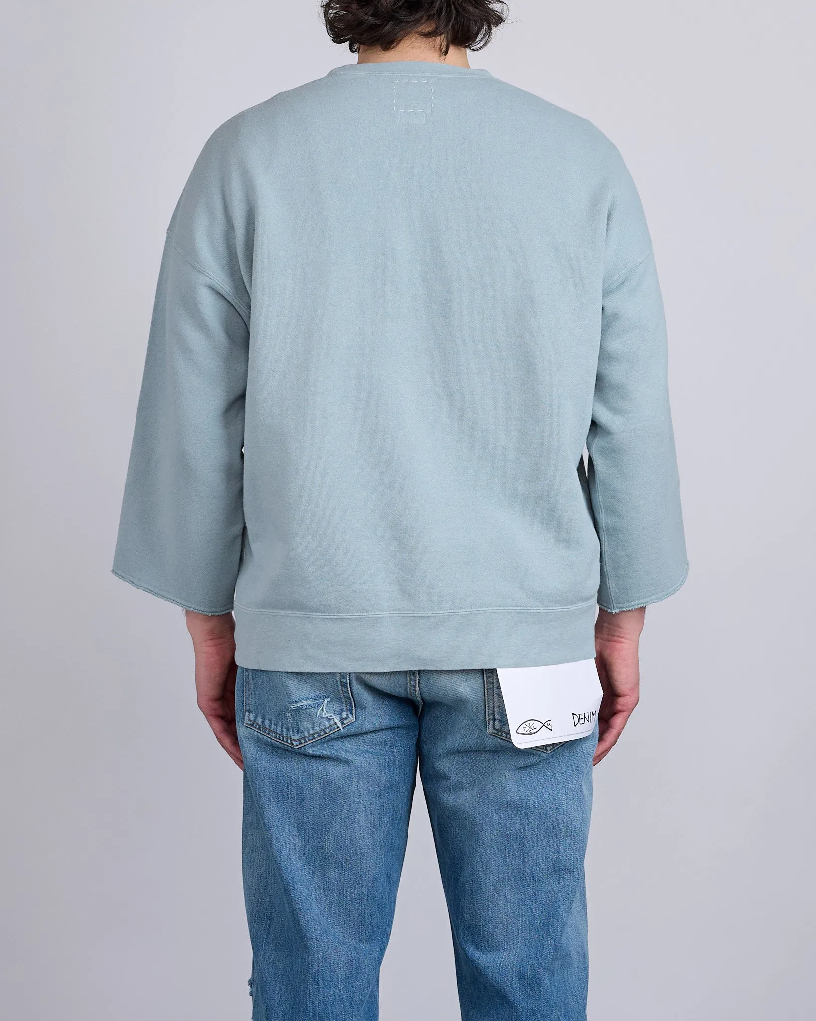 visvim Jumbo SB Crew Sweat 3/4 DMGD Lt.Green