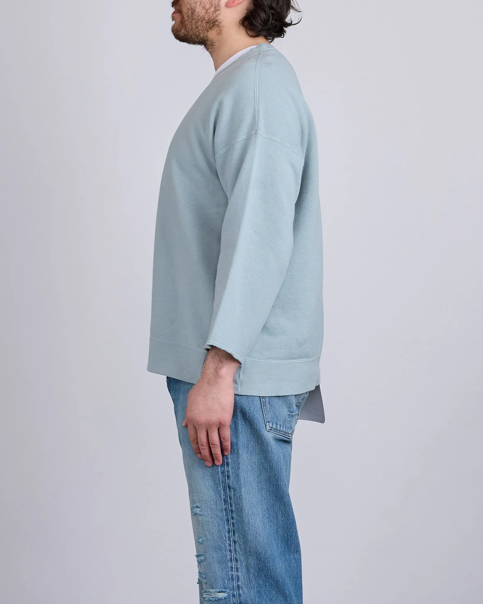 visvim Jumbo SB Crew Sweat 3/4 DMGD Lt.Green