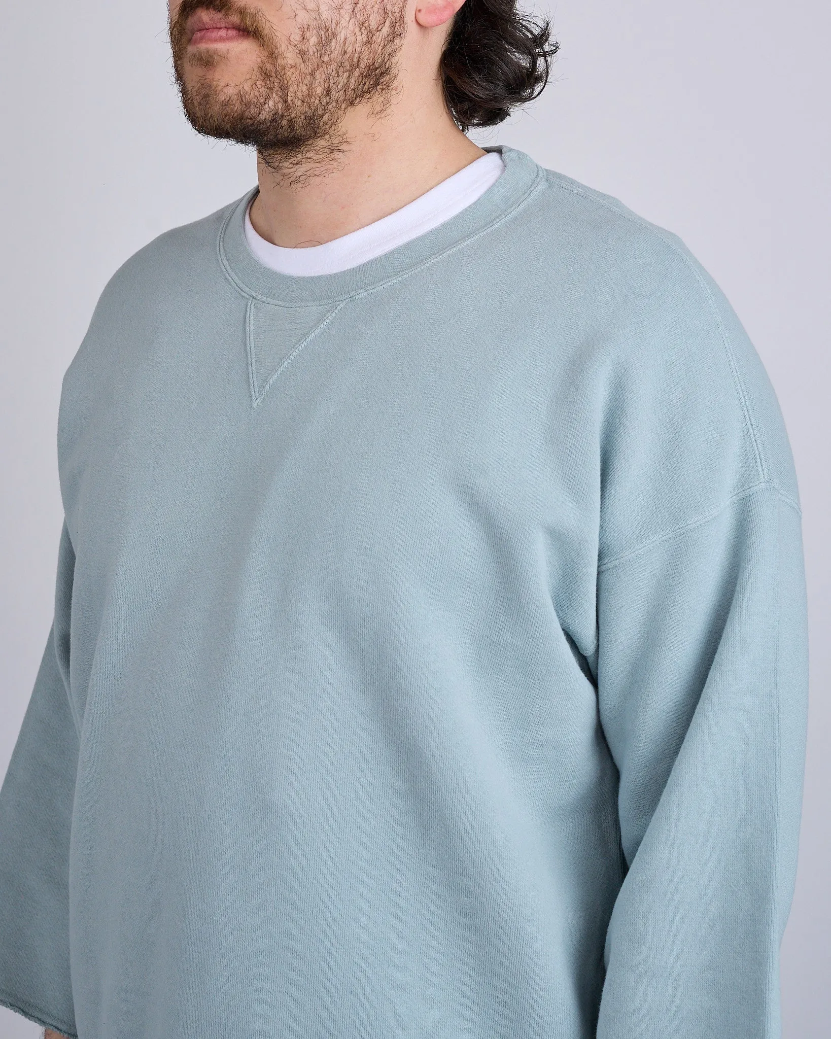 visvim Jumbo SB Crew Sweat 3/4 DMGD Lt.Green