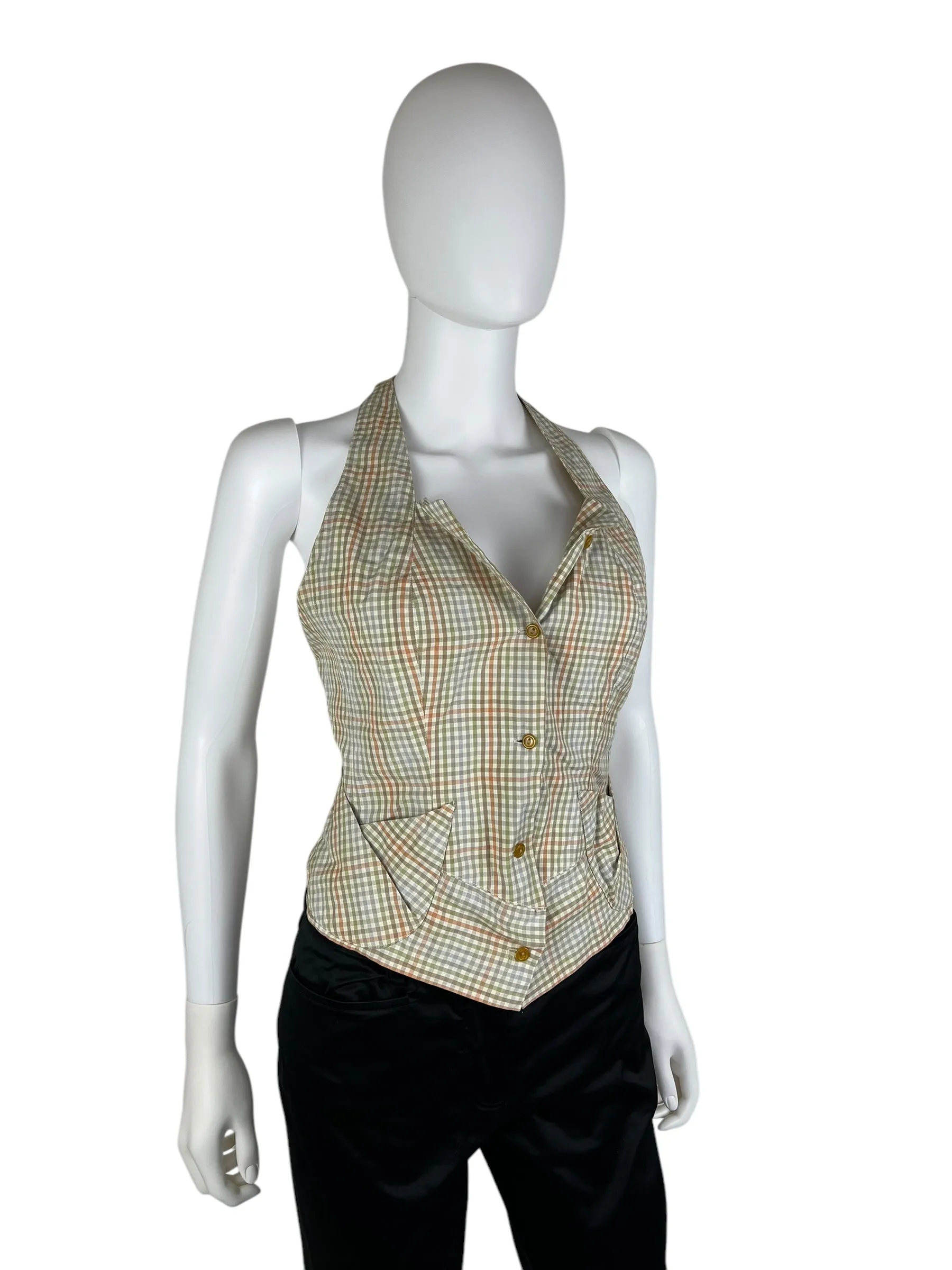 Vivienne Westwood S/S 1999 Red Label halter neck check top