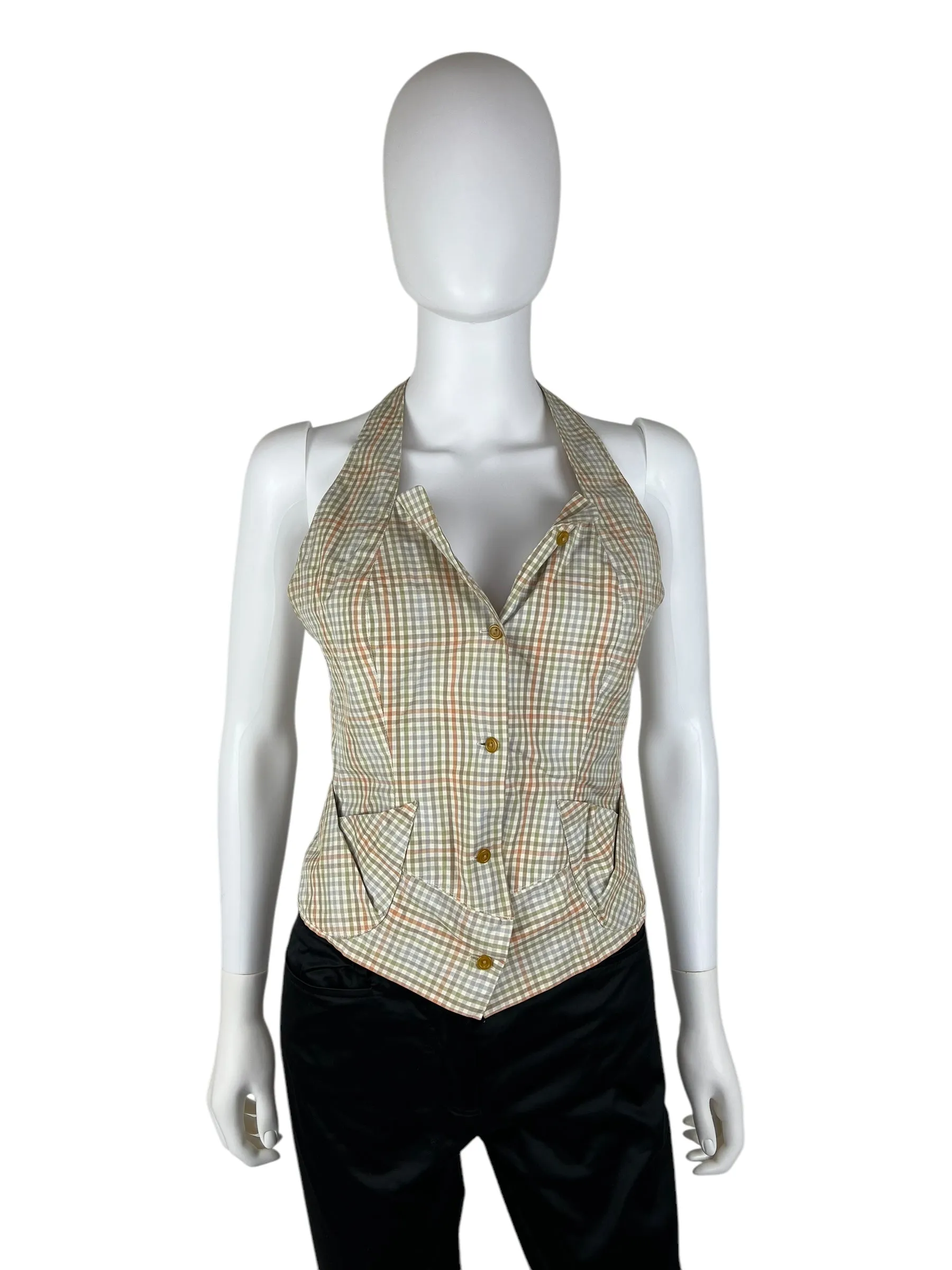 Vivienne Westwood S/S 1999 Red Label halter neck check top