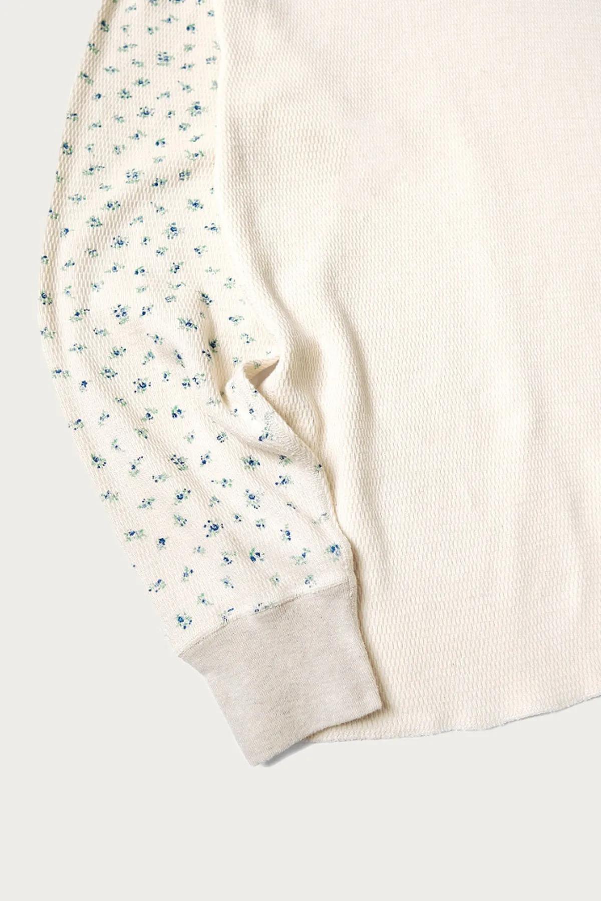 Waffle Jersey Calico Print 2TONES Long Sleeve T (KAPITAL Embroidery) - Blue