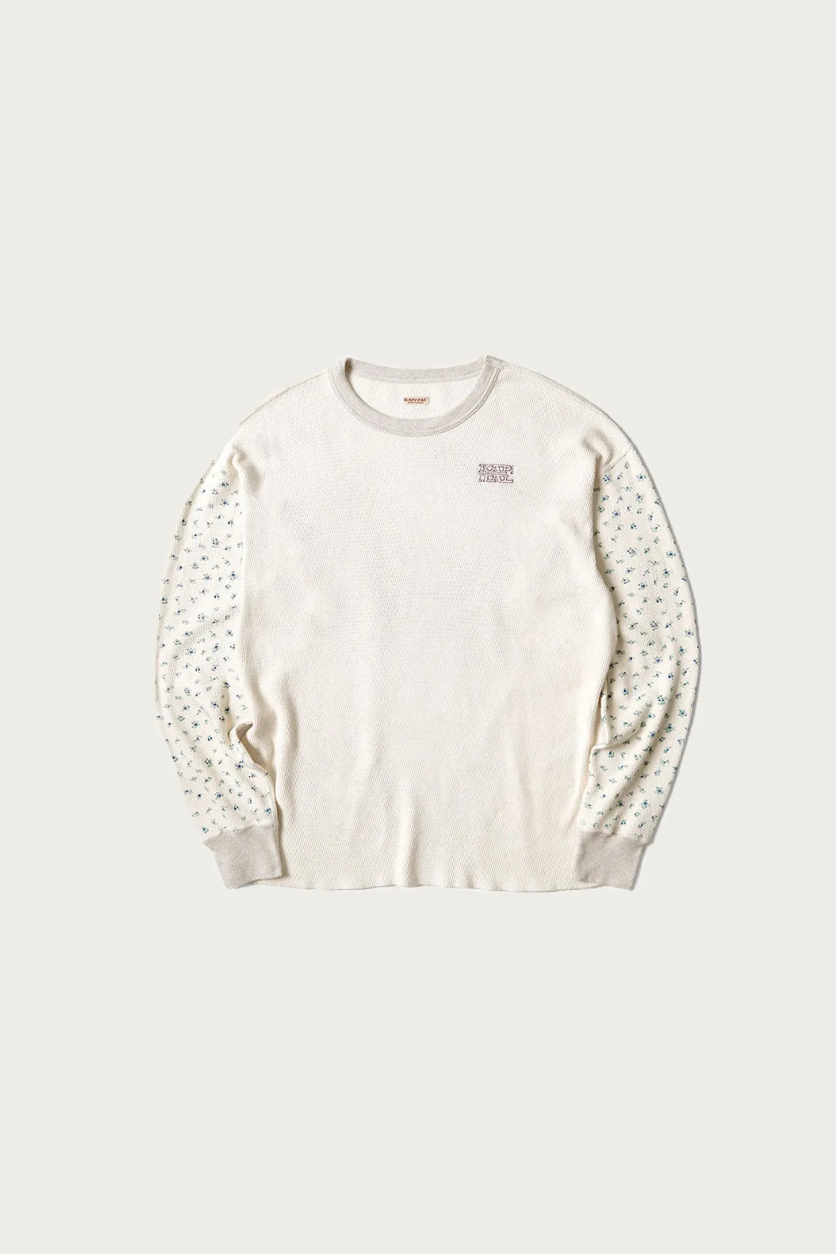 Waffle Jersey Calico Print 2TONES Long Sleeve T (KAPITAL Embroidery) - Blue