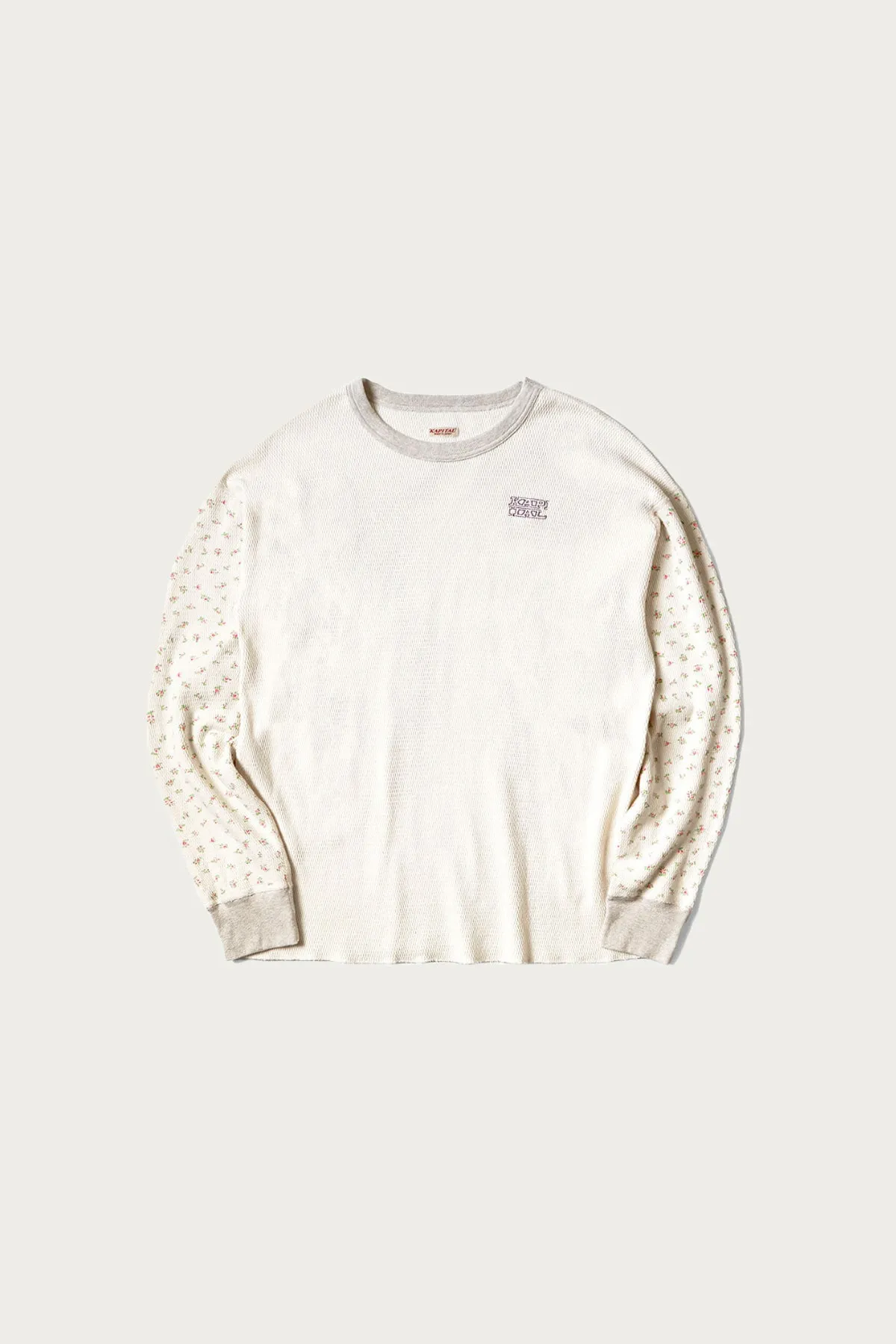 Waffle Jersey Calico Print 2TONES Long Sleeve T (KAPITAL Embroidery) - Pink