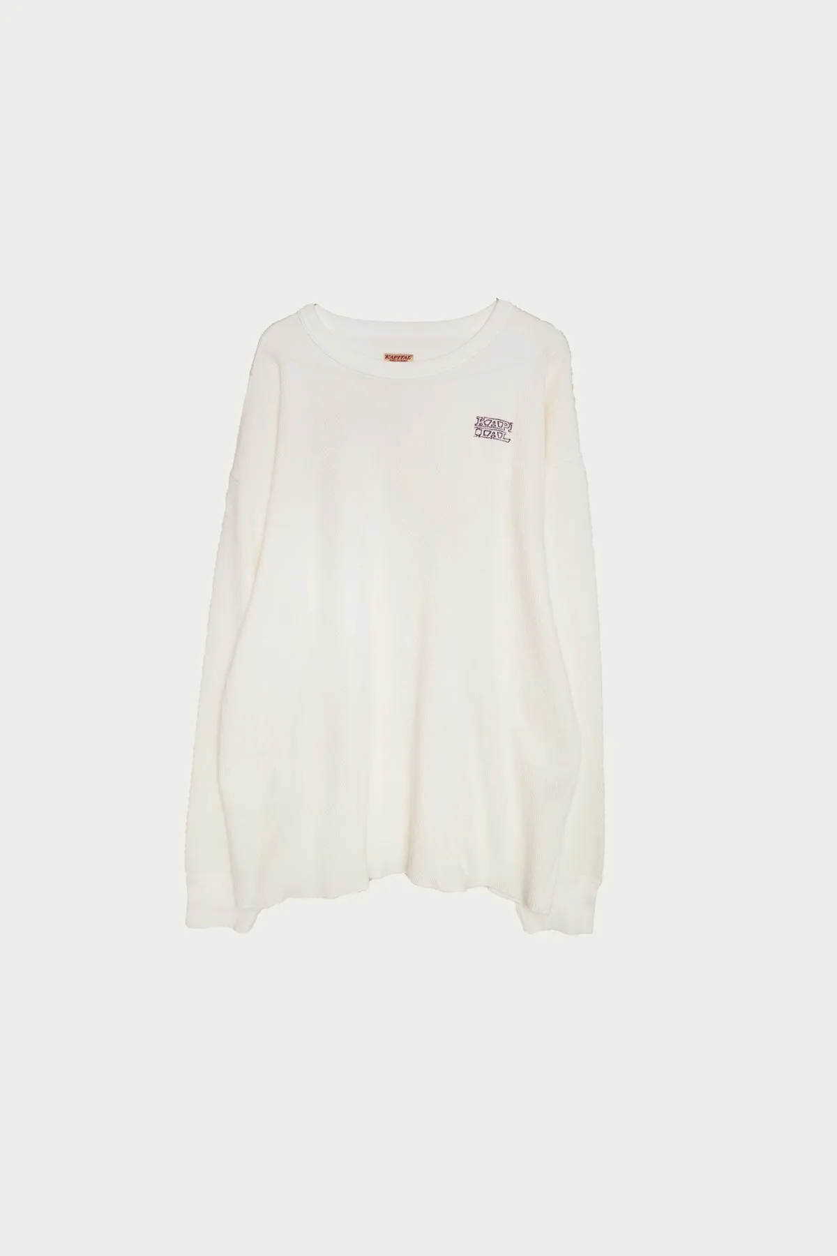 Waffle Jersey Long Sleeve T (KAPITAL Embroidery) - White