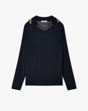 Wales Bonner - Men's Roots Polo Shirt - (Navy/Pink)