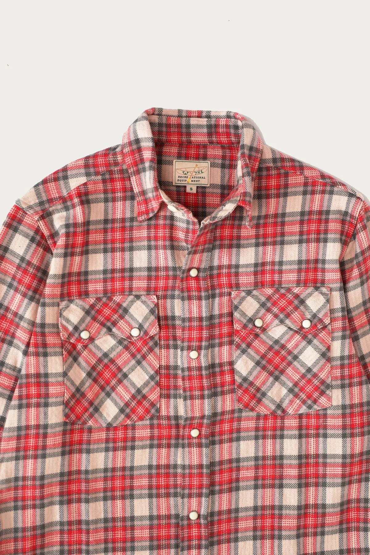 Washed Flannel Pearlsnap Shirt - Cherry Blossom