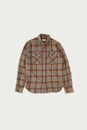 Washed Flannel Pearlsnap Shirt - Dusk Plaid