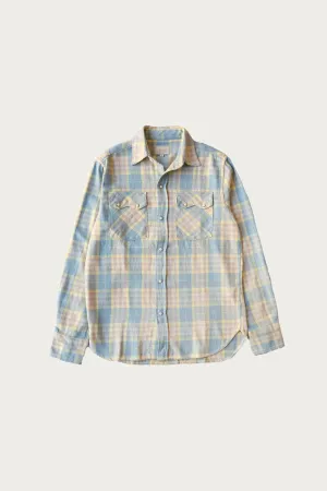 Washed Flannel Pearlsnap Shirt - Sand Dunes Sunrise