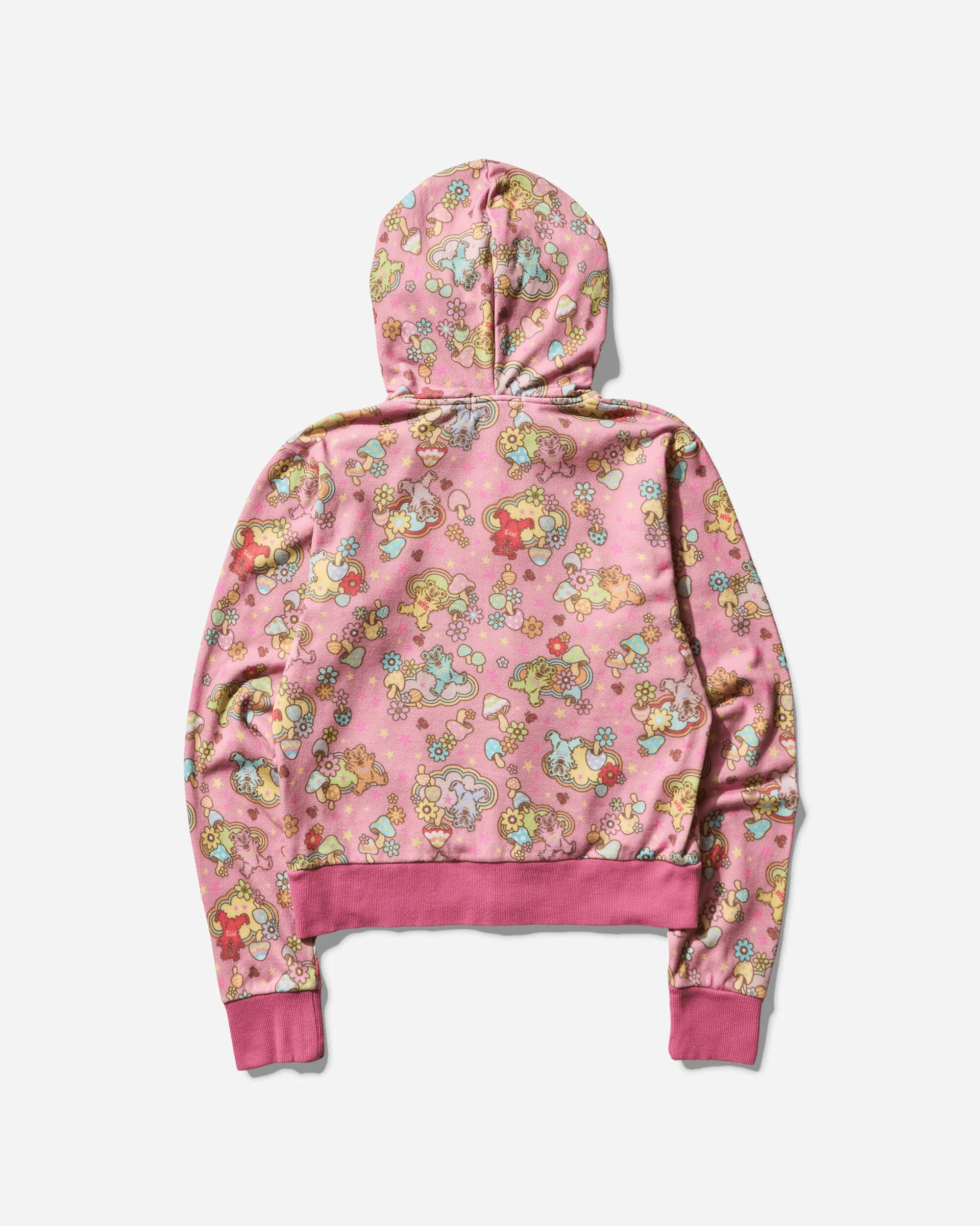 Women's Fire Bear Dream Pattern Zip Hoodie Pink