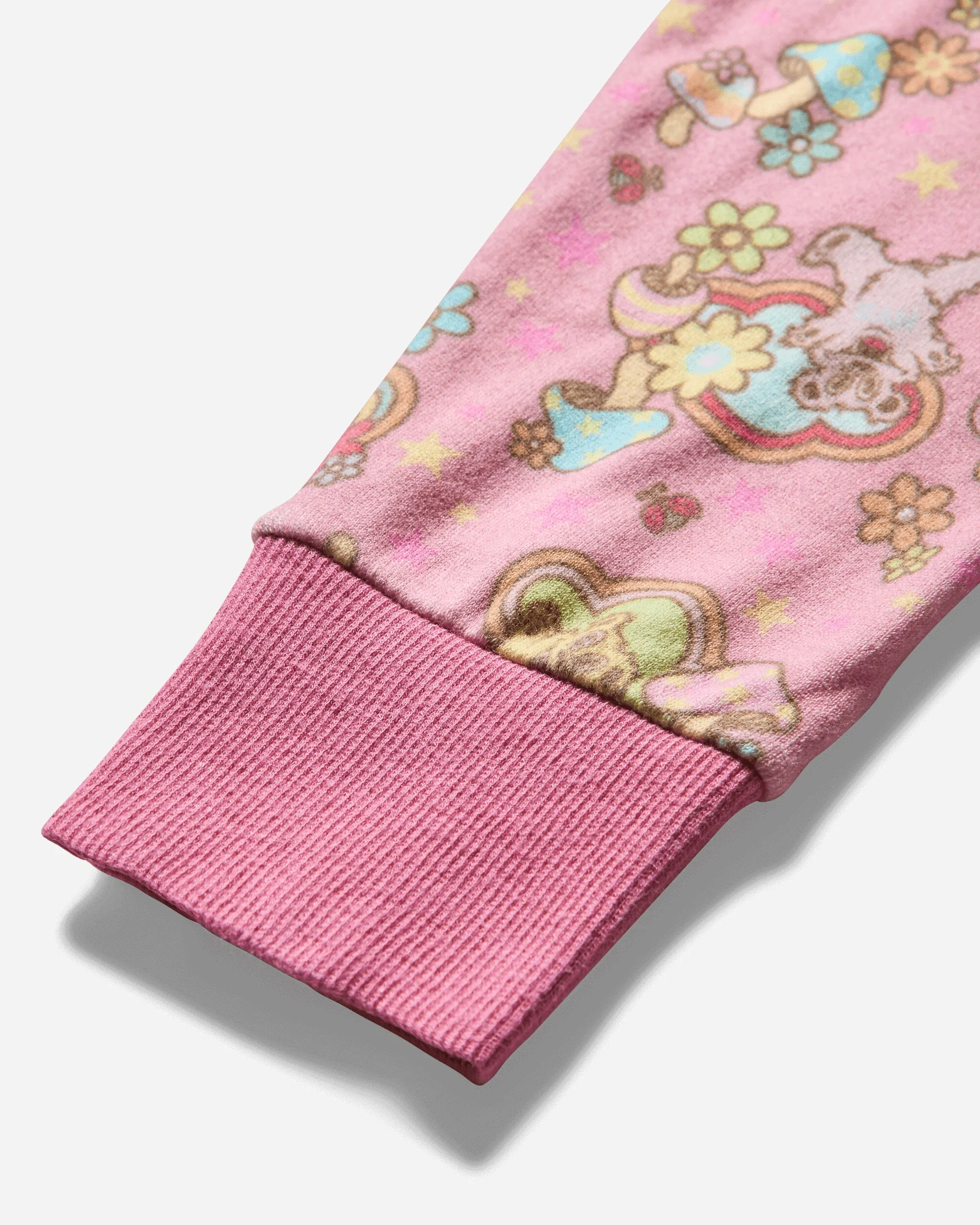 Women's Fire Bear Dream Pattern Zip Hoodie Pink